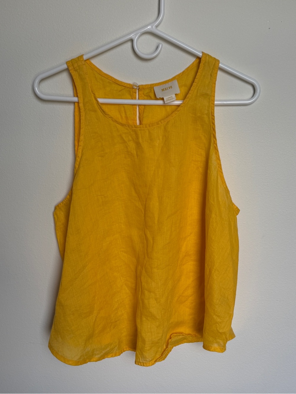 Anthropologie MAEVE Canary Yellow Summer Tank 100% Linen - Picture 3 of 6